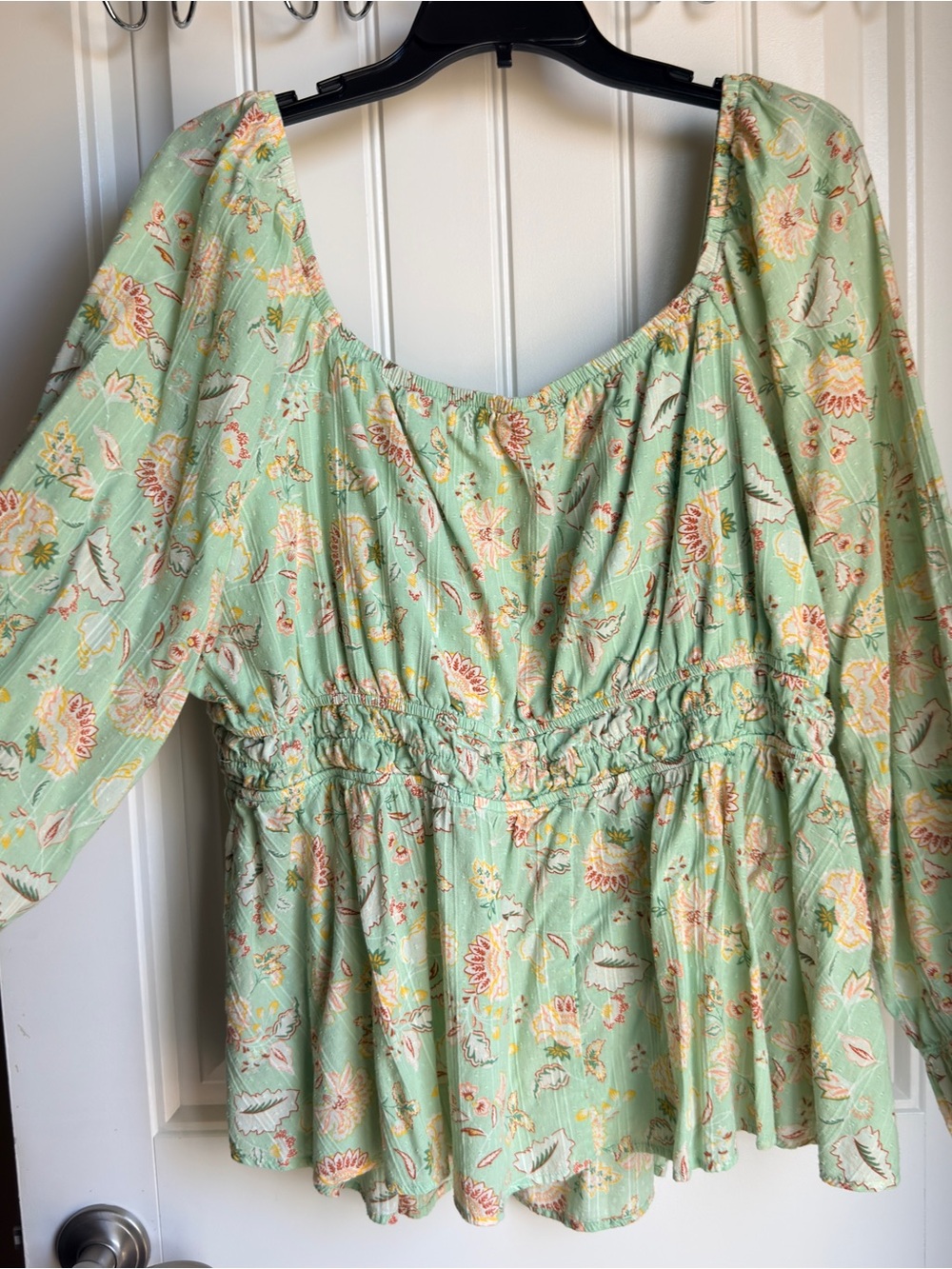 torrid Mint Green Floral Peasant Blouse